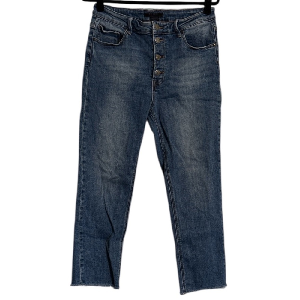 Risen High Rise Straight Leg Jeans